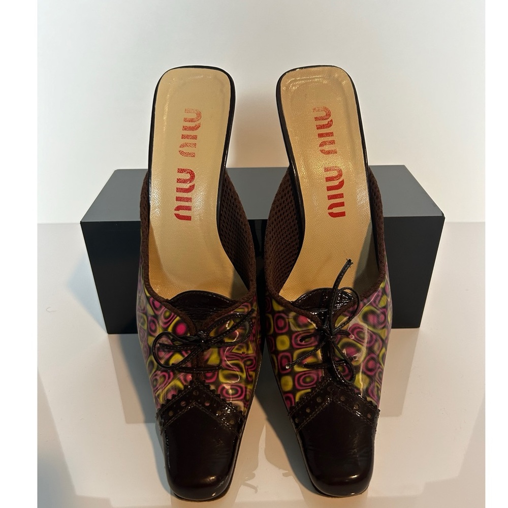 Miu Miu Holographic Heel Mules. A/W 1999 Holographic Runway collection Y2K.